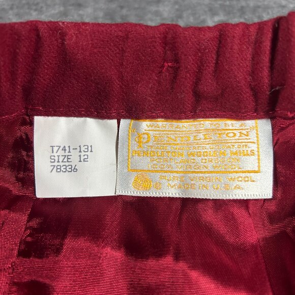 Pendleton Pants Womens 12 Red Made in USA 100% Virgin Wool Trouser Vintage - Picture 9 of 13